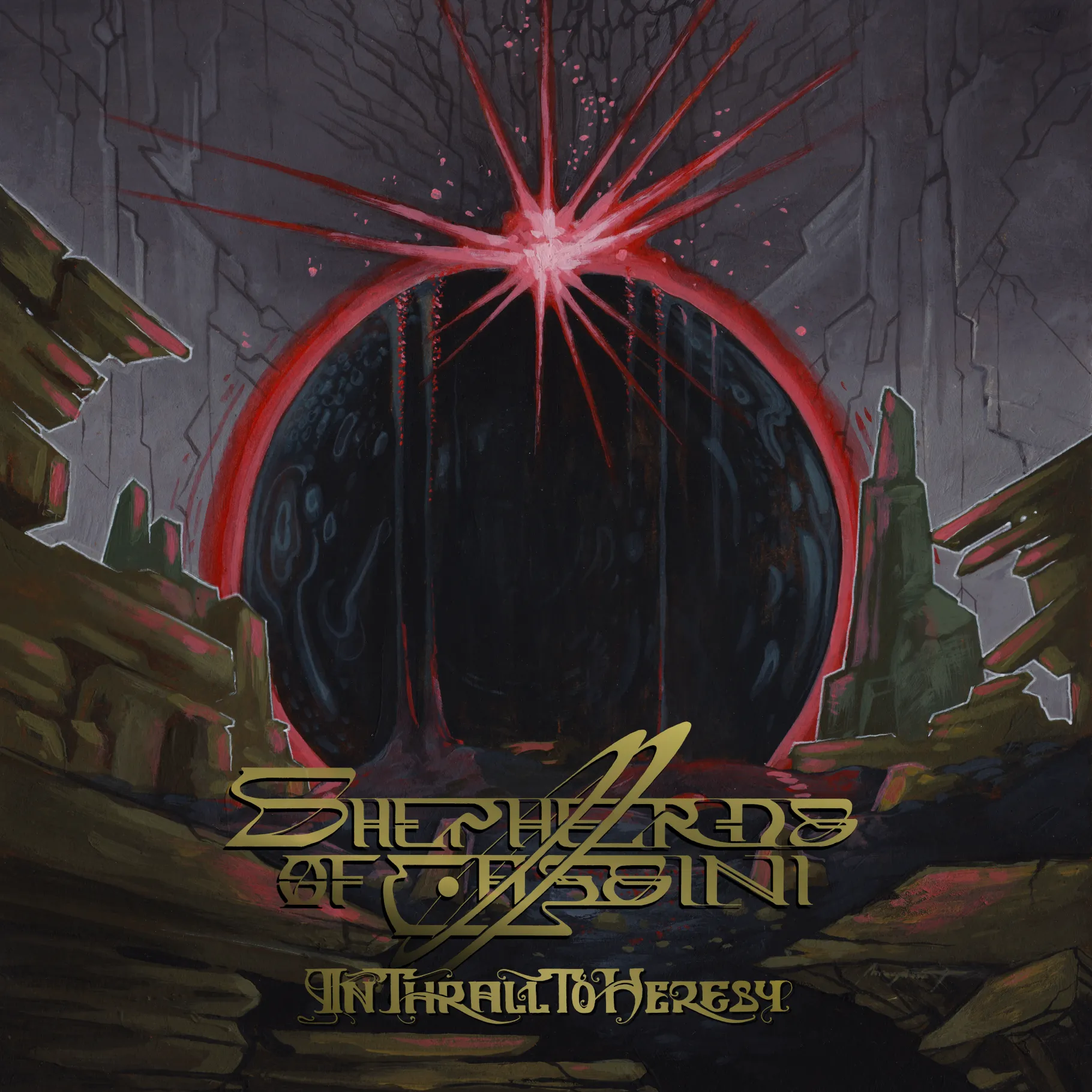 Shepherds of Cassini, In Thrall to Heresy, album cover, artwork by Moonroot